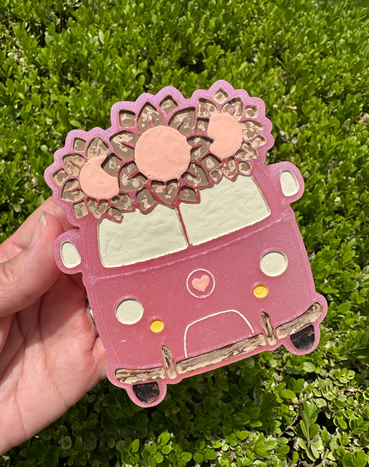Pink Bus with Neutral Flowers