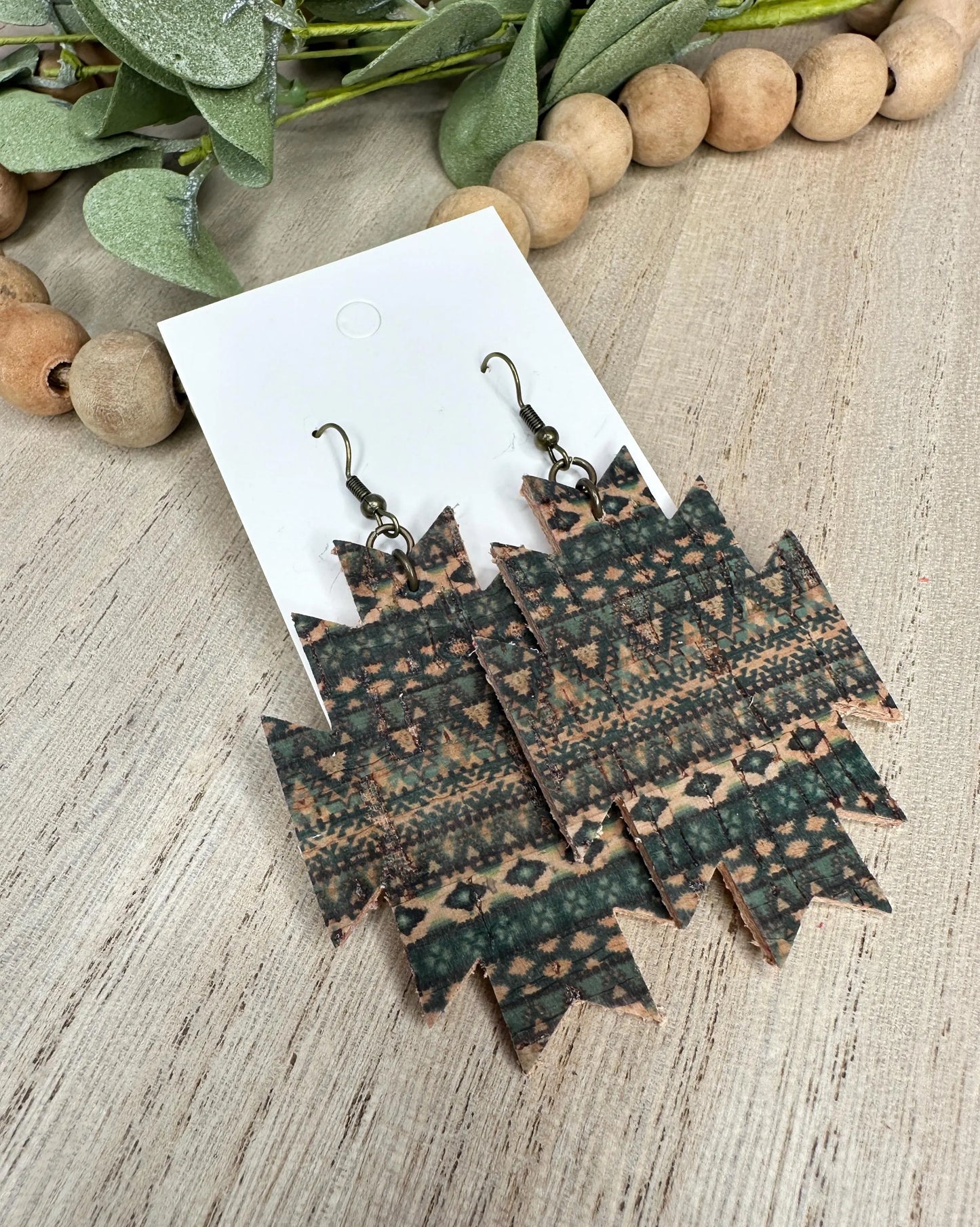 Natural Green Aztec Earring
