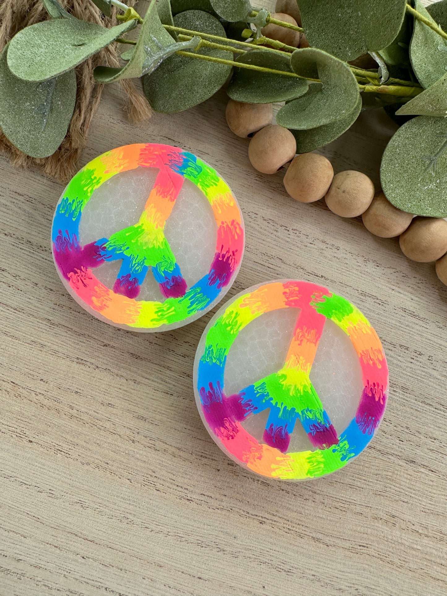 Rainbow Tie Dye Peace Vent Clips