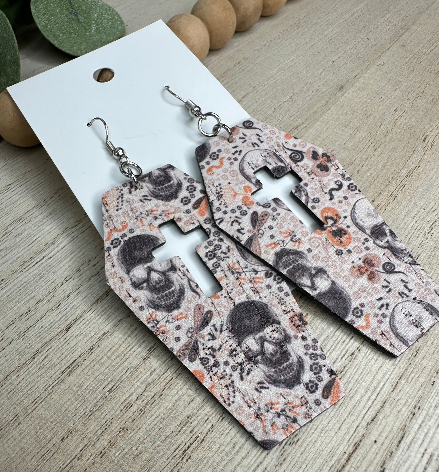 Skelly Floral Coffin Earring