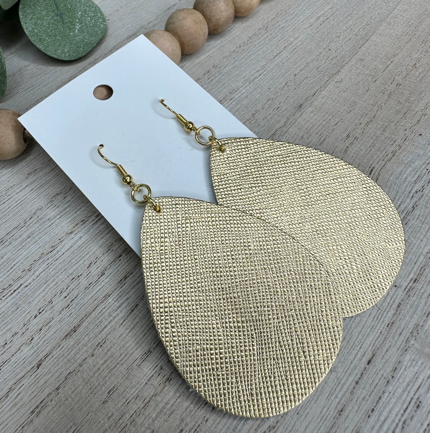 Gold Soft Textured Teardrop Earring