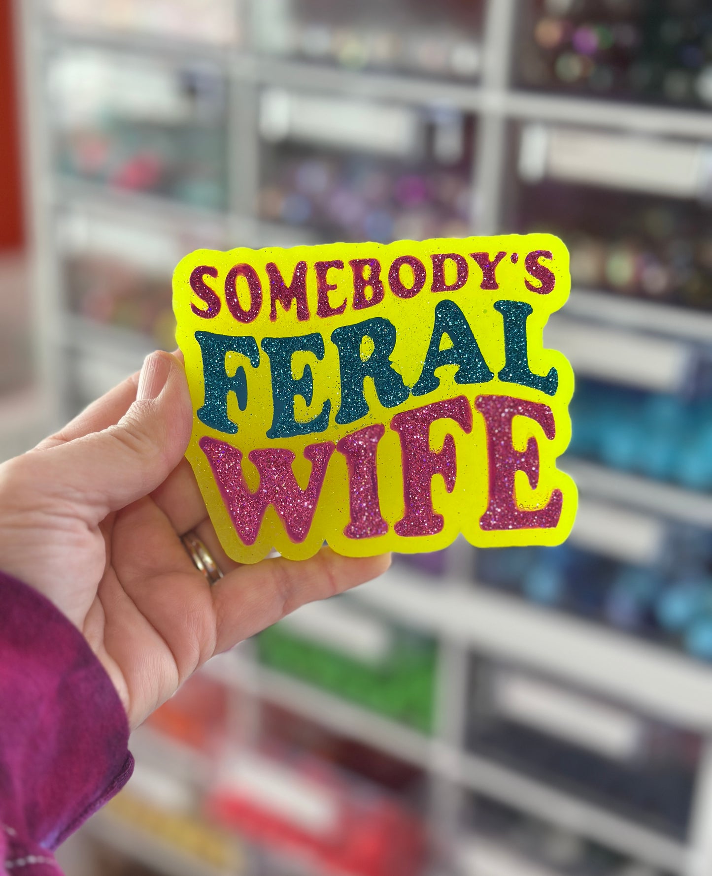 Somebody's Feral Wife neon Glitter