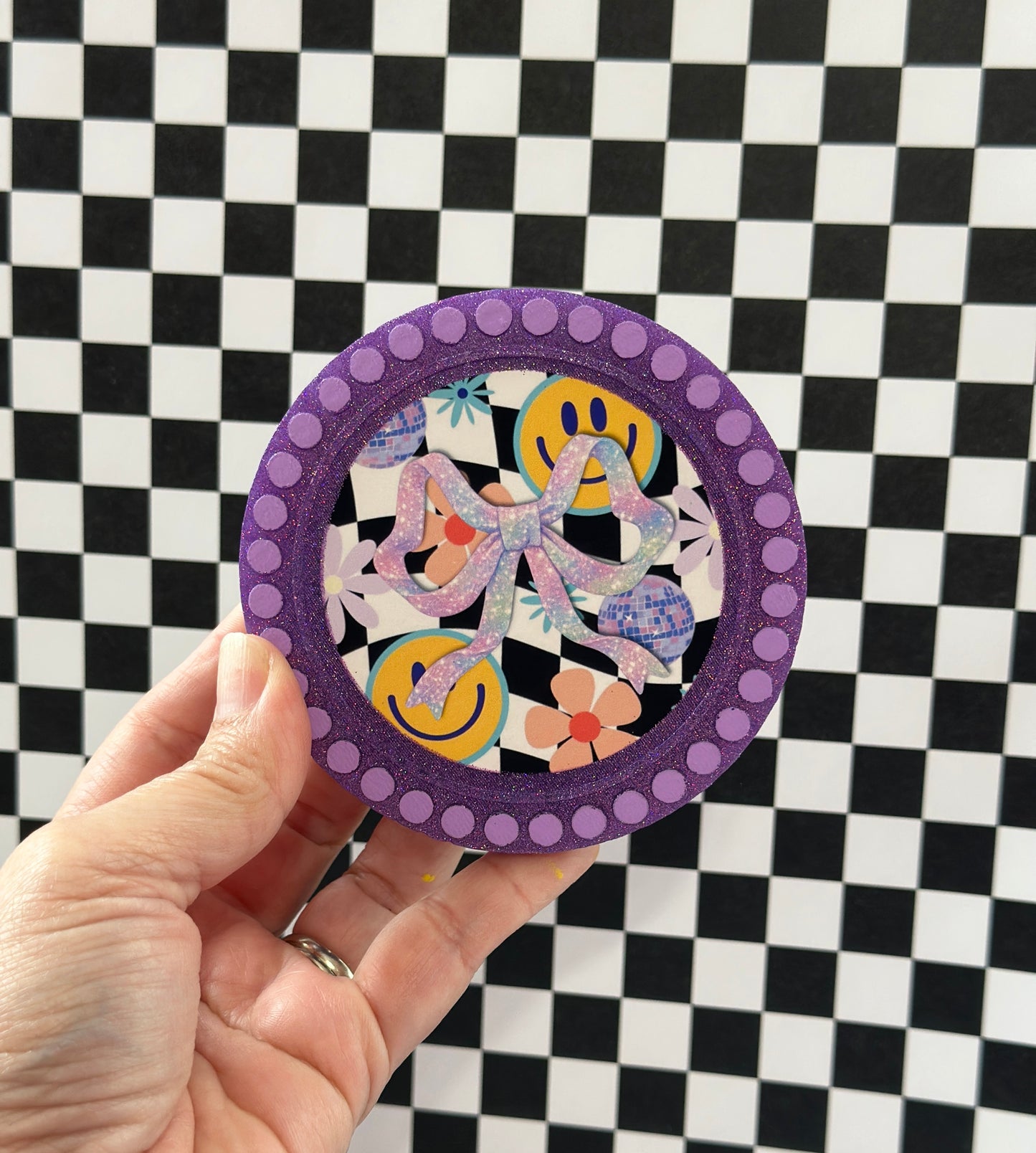 Purple Smiley Bow