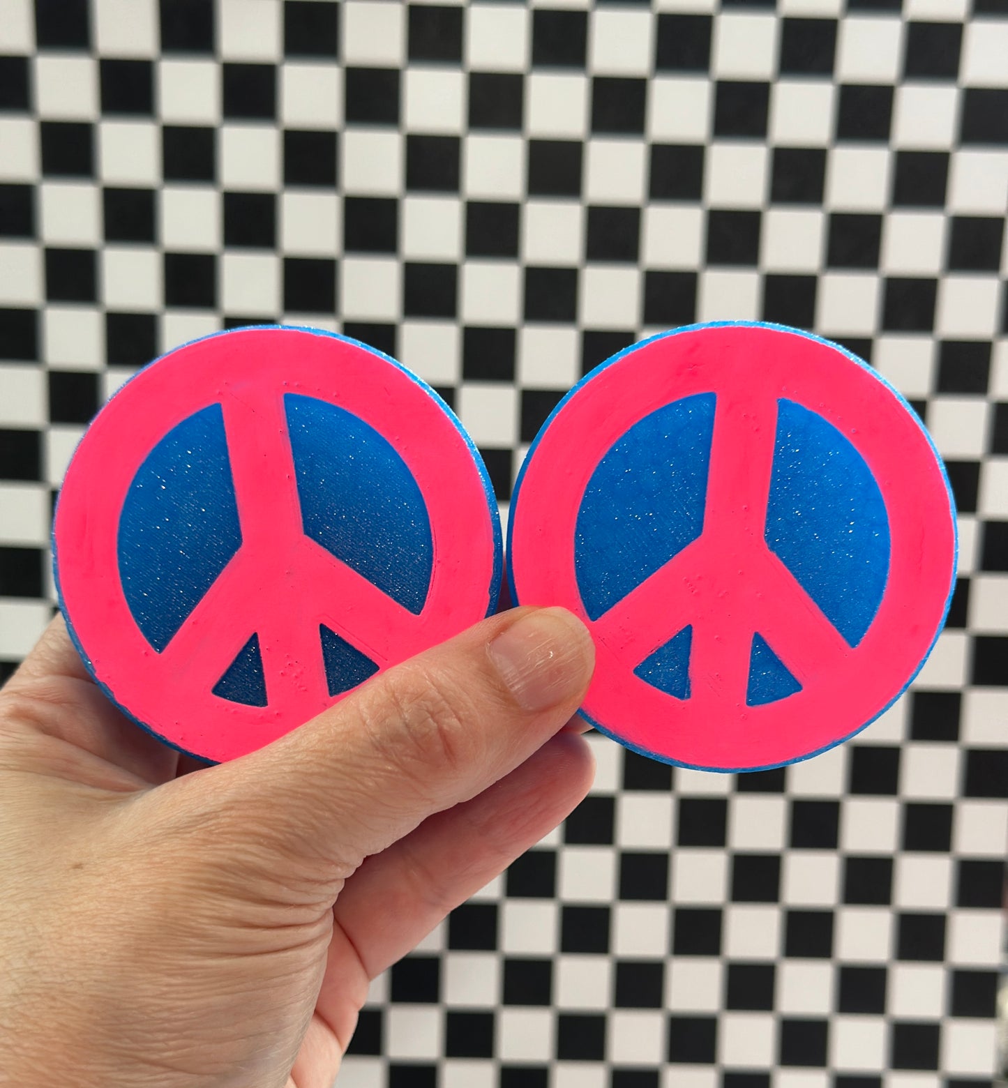 Blue and Pink Peace Sign Vent Clips
