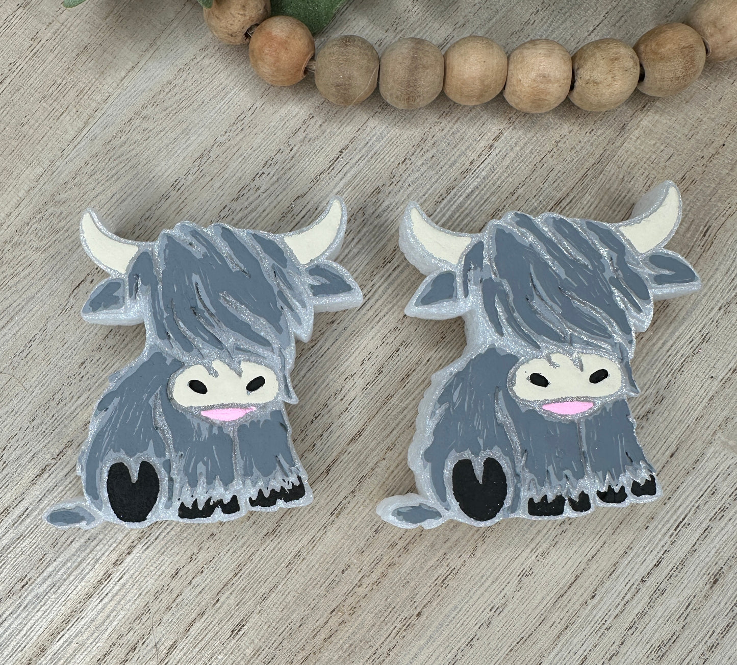Grey Shaggy Cow Vent Clips
