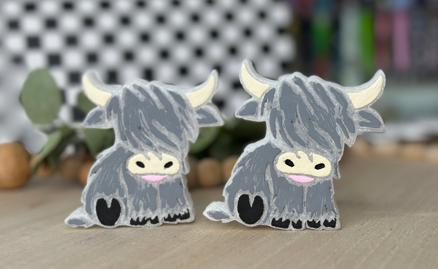 Grey Shaggy Cow Vent Clips