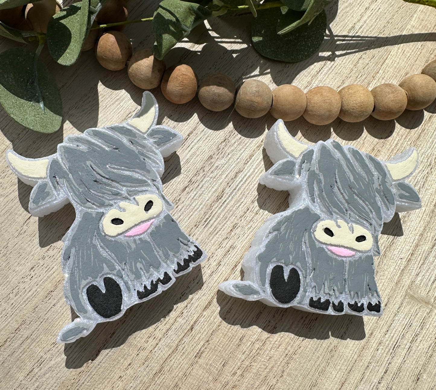 Grey Shaggy Cow Vent Clips