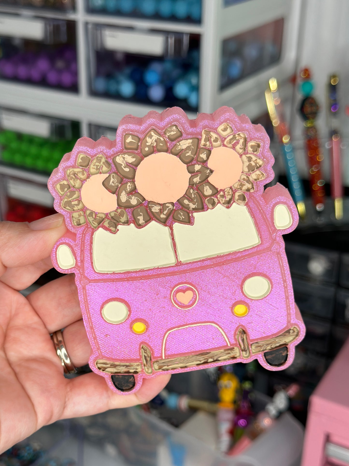 Pink Bus with Neutral Flowers