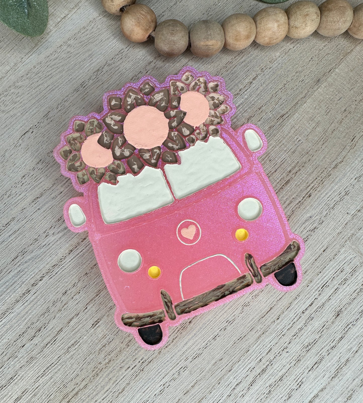 Pink Bus with Neutral Flowers