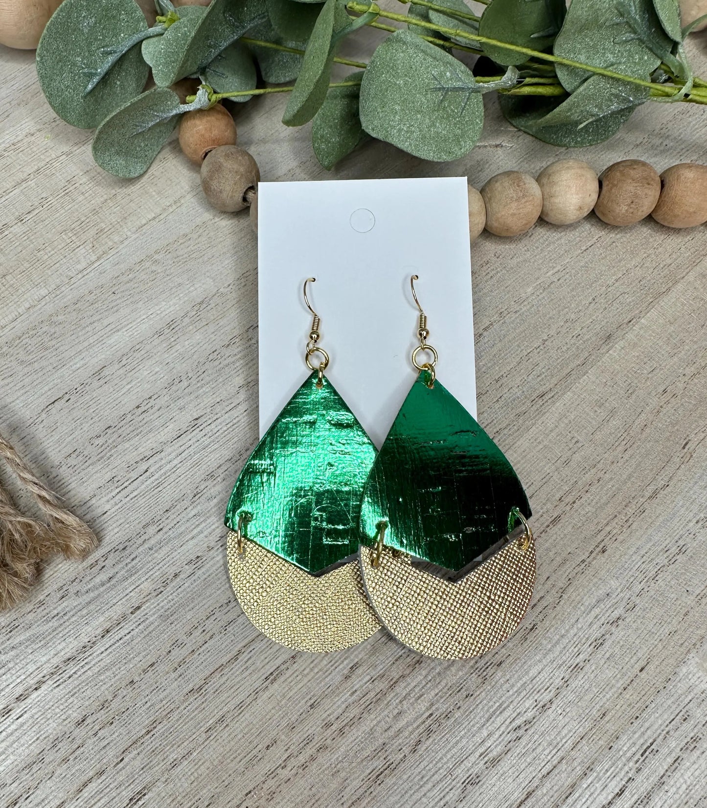 Green & Gold Dangle Earring