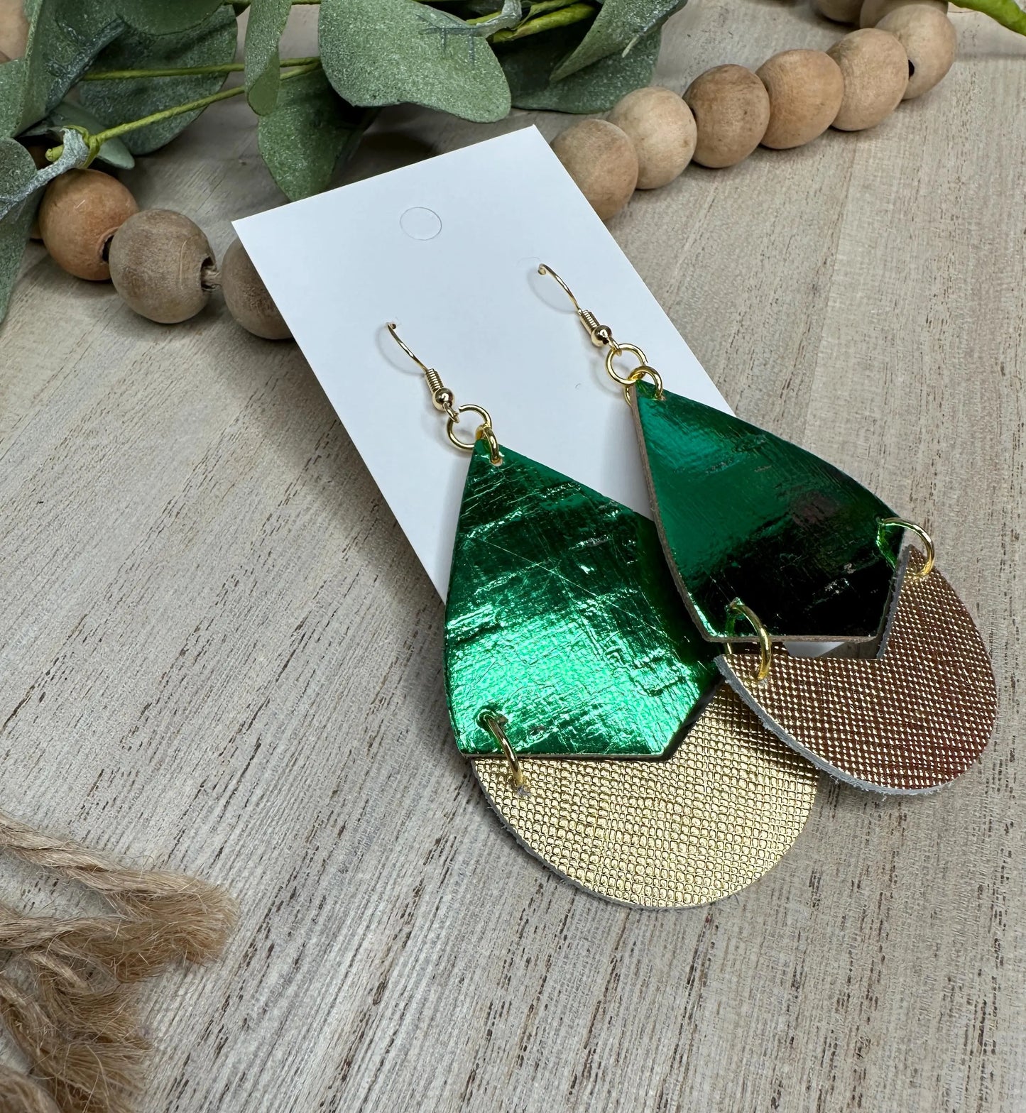 Green & Gold Dangle Earring