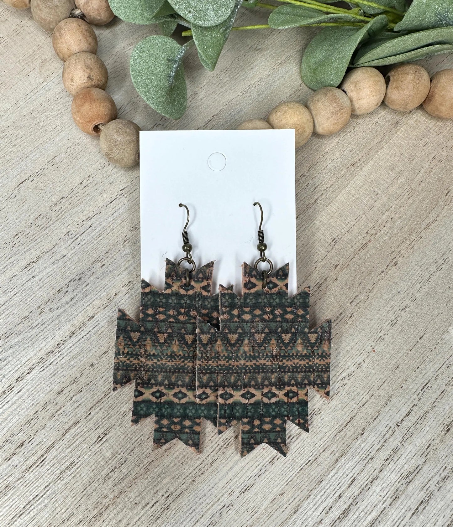 Natural Green Aztec Earring
