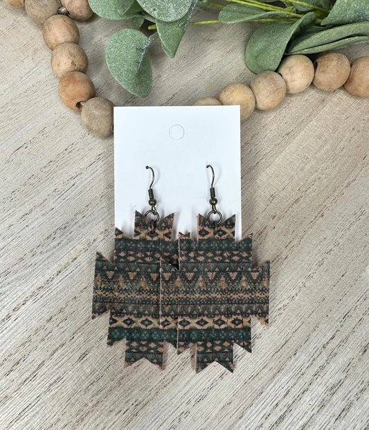 Natural Green Aztec Earring