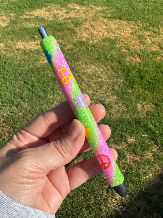 Purple Green Swirl Glitter Pen