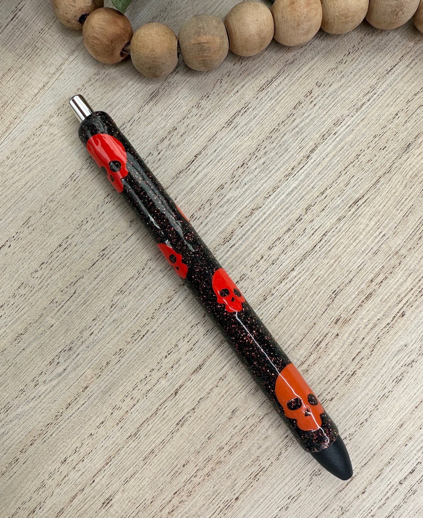 Glitter Pen Black Skellies