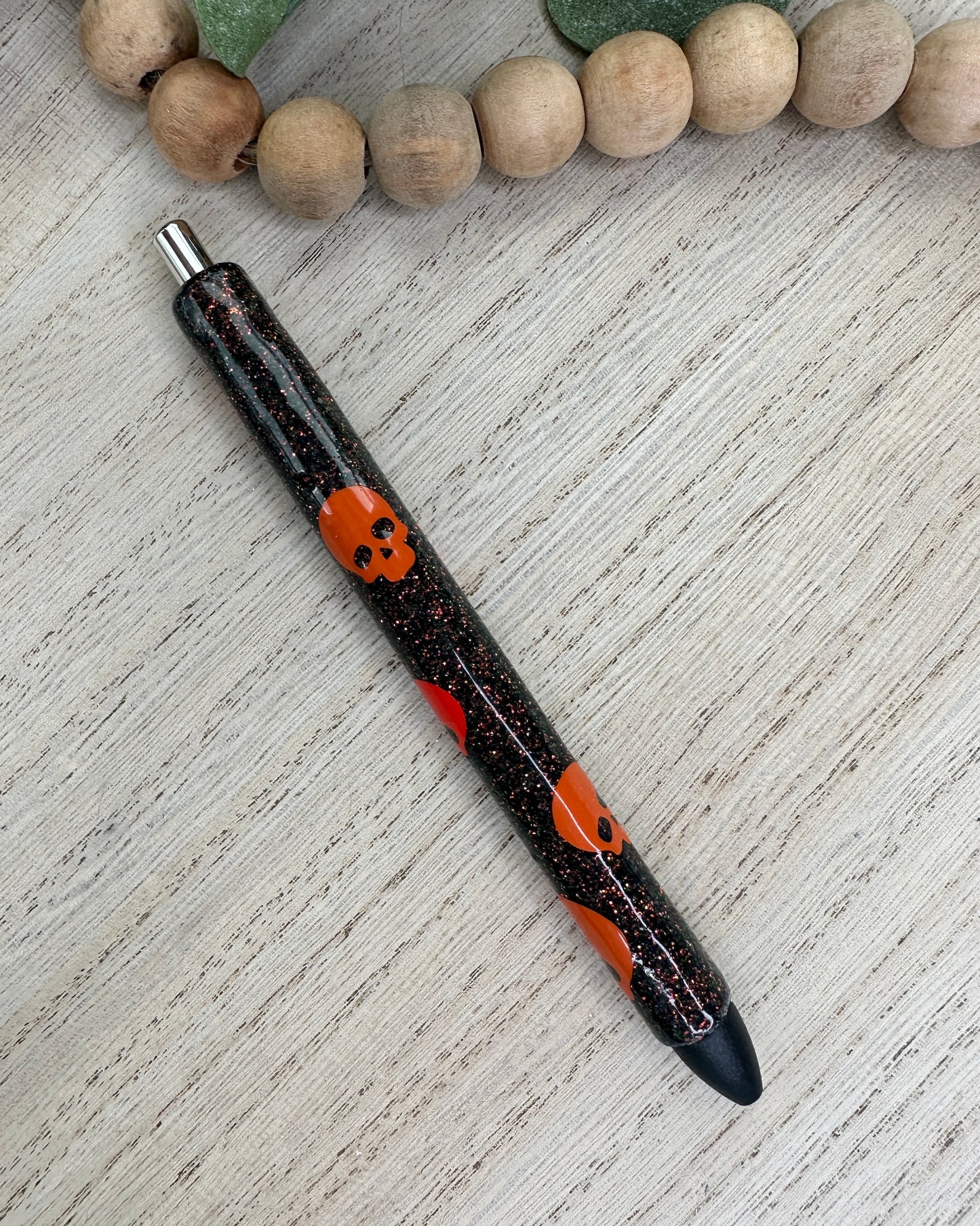 Glitter Pen Black Skellies
