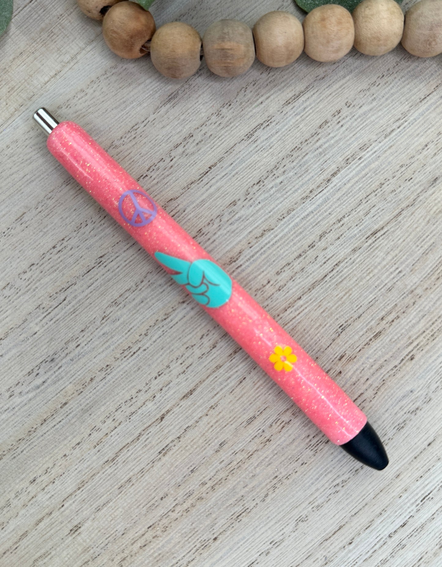 Coral Pink Glitter Pen