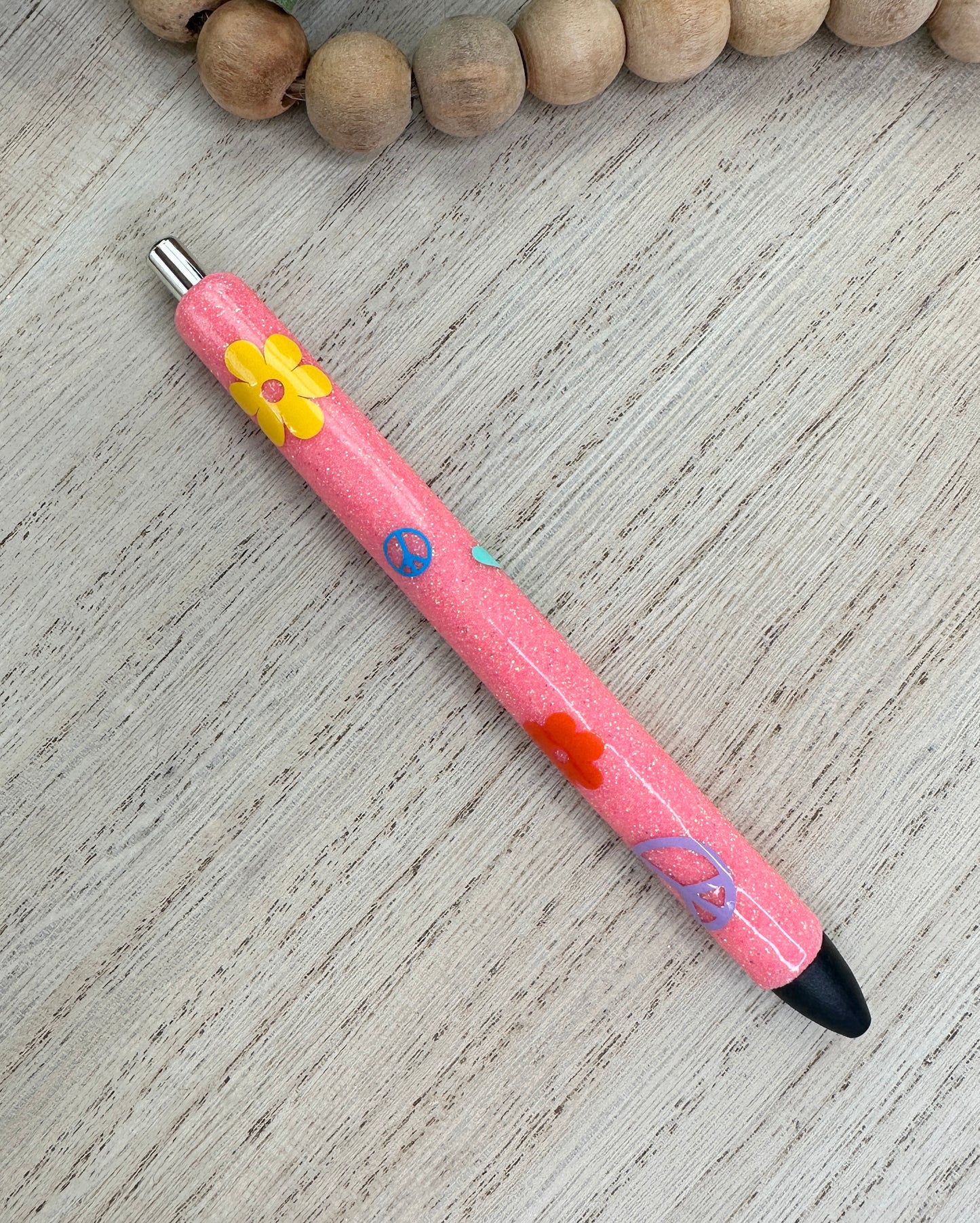 Coral Pink Glitter Pen