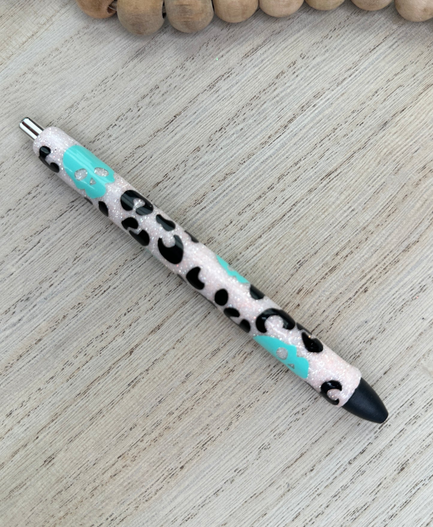 Baby Pink Leopard Glitter Pen
