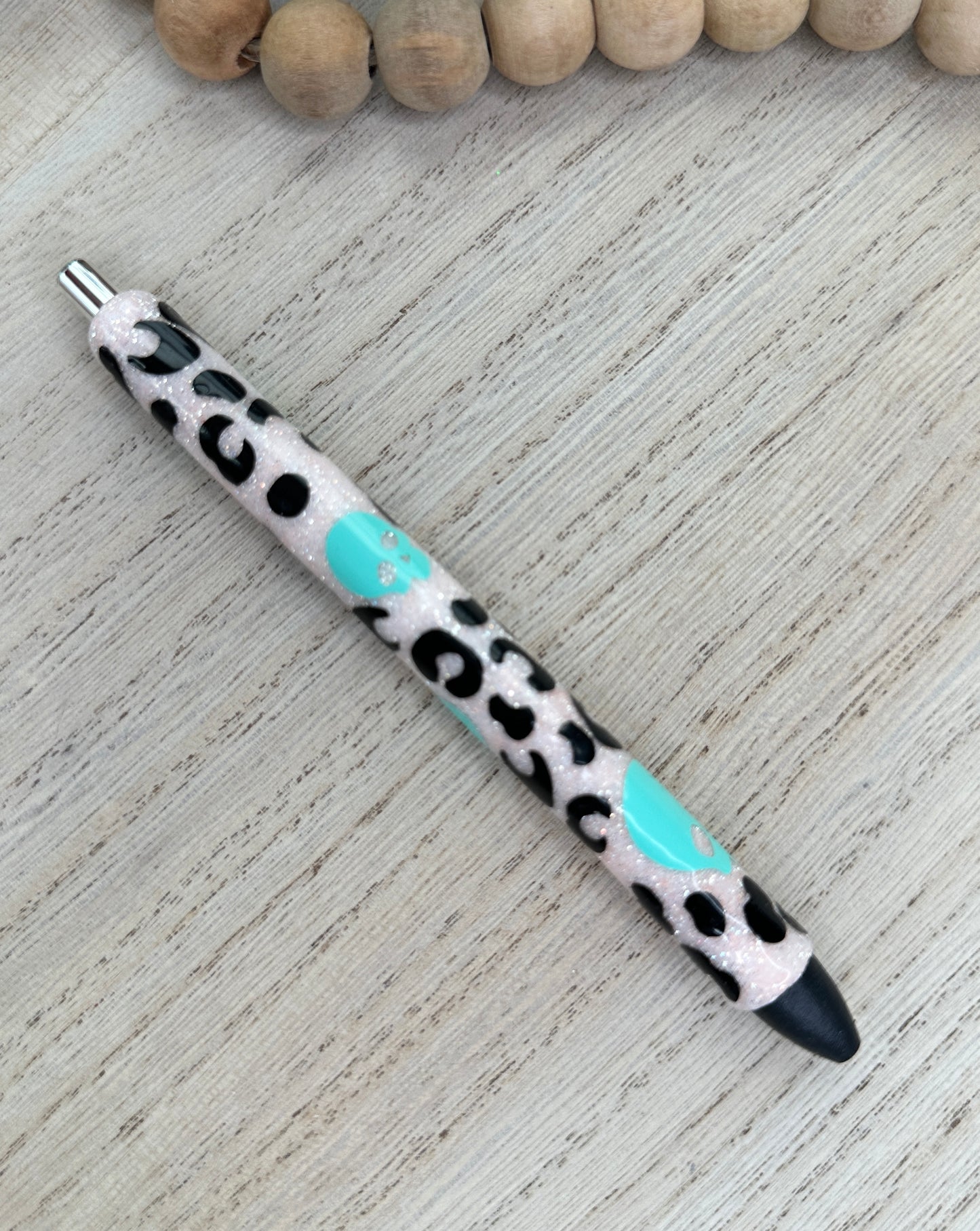 Baby Pink Leopard Glitter Pen