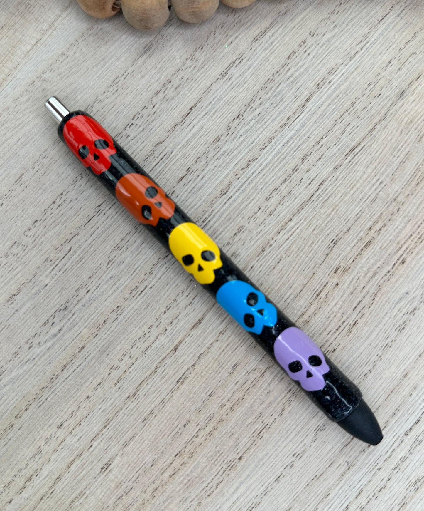 Black Rainbow Skelly Glitter Pen