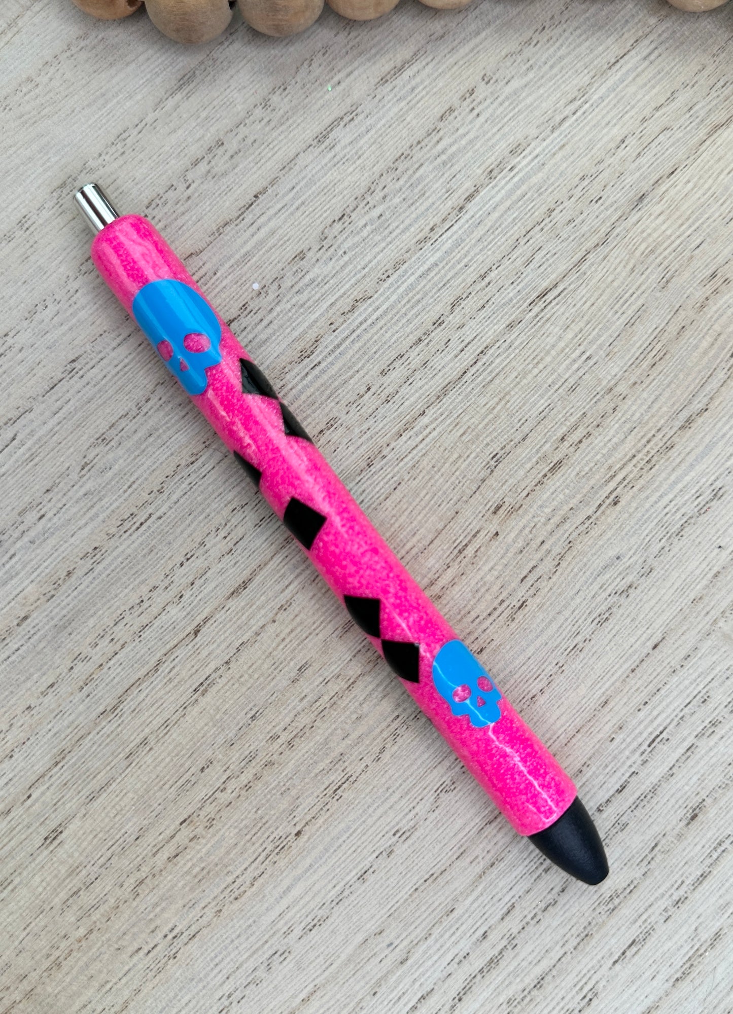 Neon Pink Checker Glitter Pen