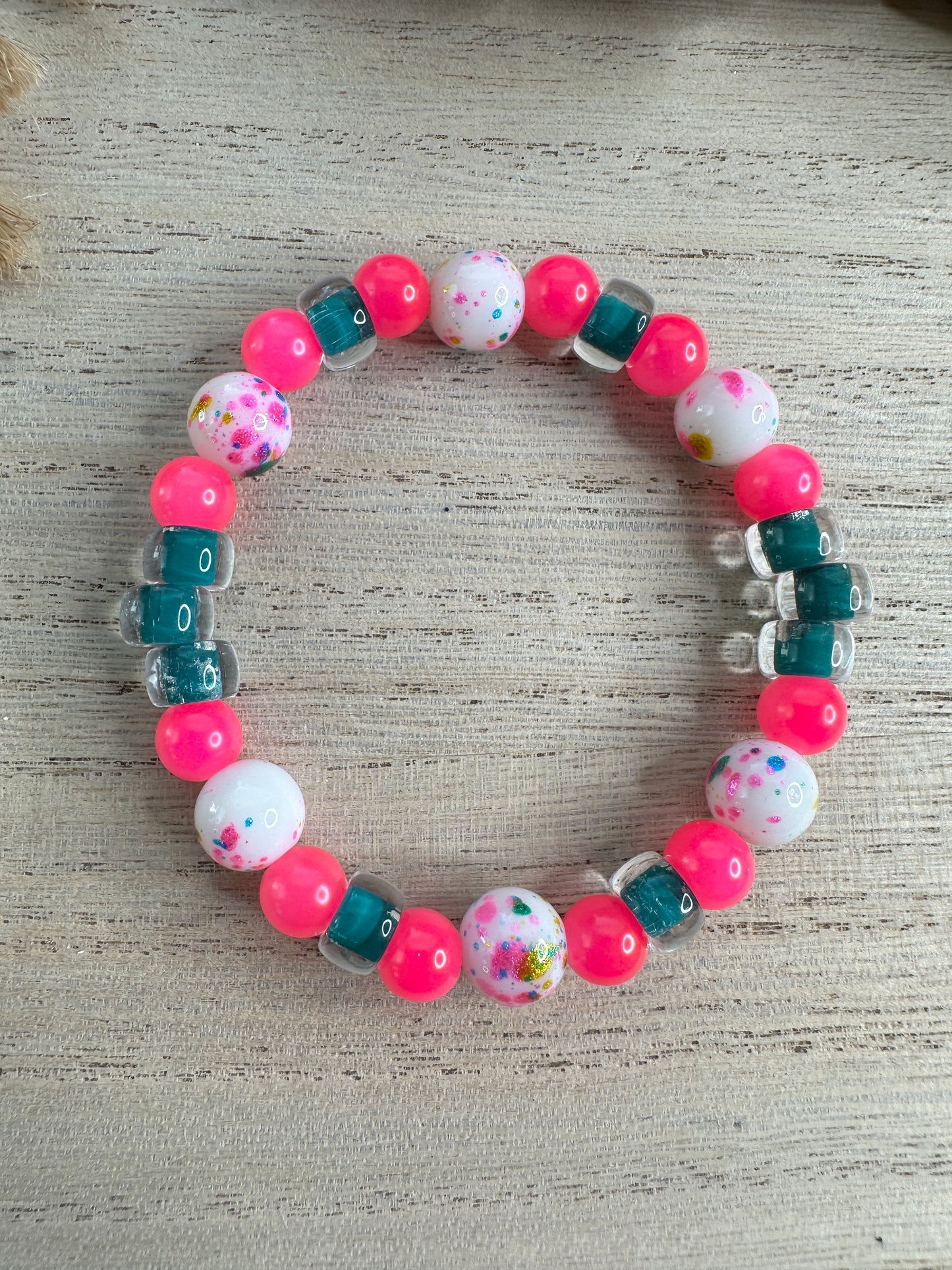 BRACELET #7 neon pink teal