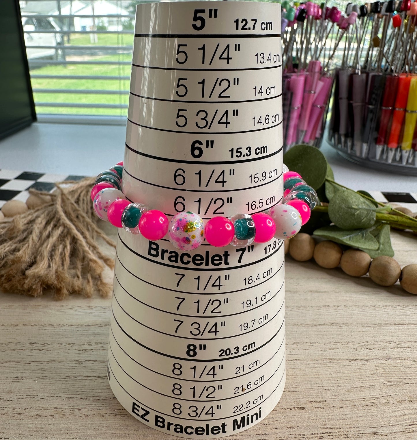 BRACELET #7 neon pink teal
