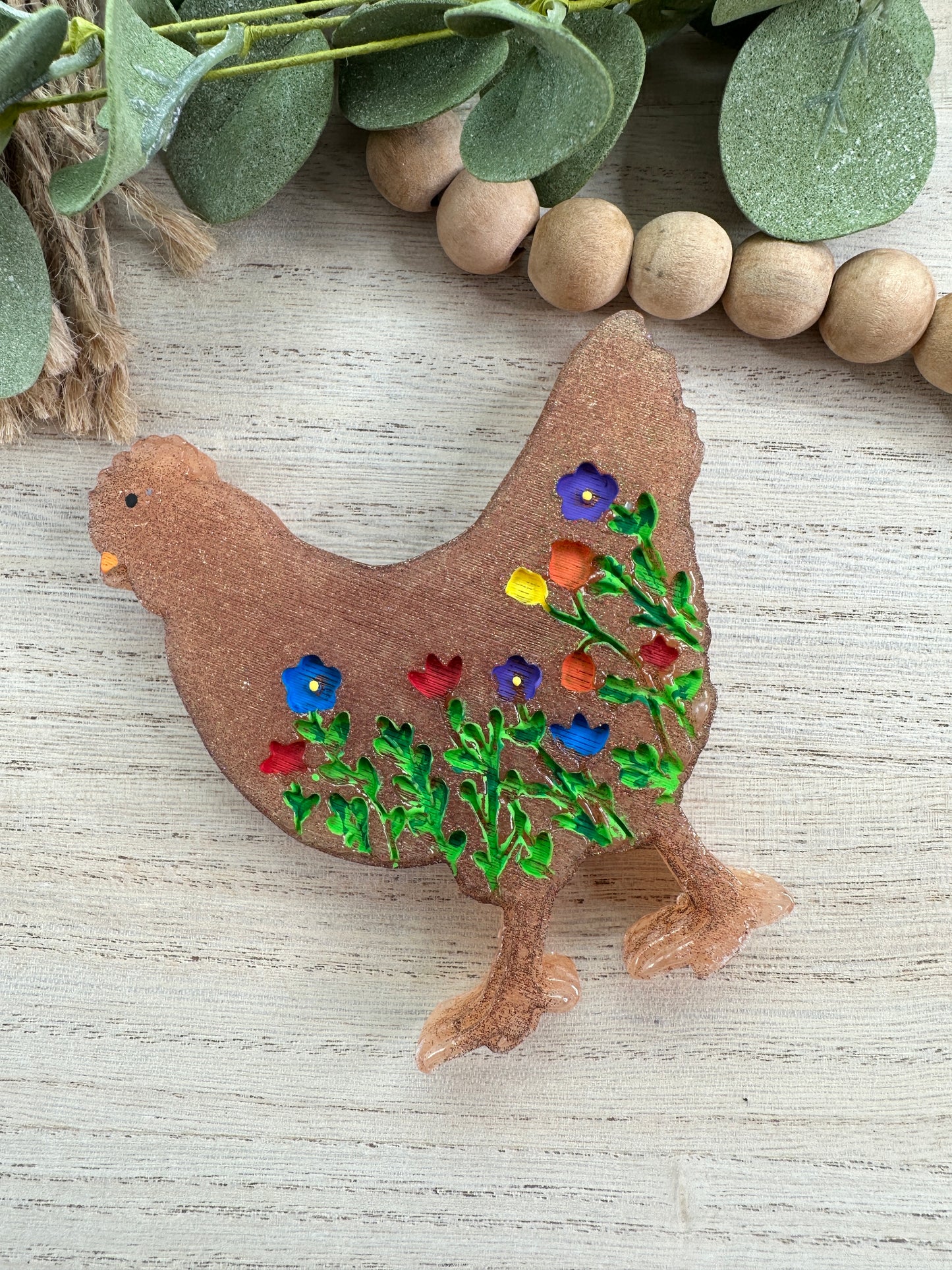 BROWN FLORAL CHICKEN