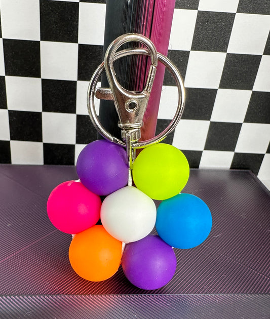 Mini Beaded Flower Keychain #1