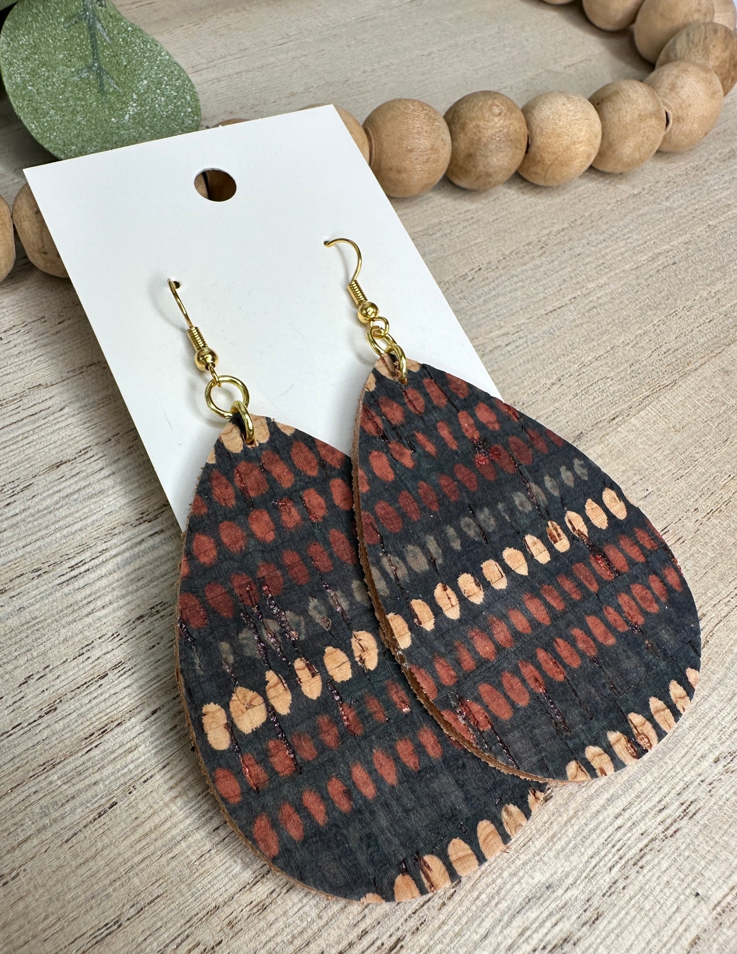 Dotted Fall Tones Teardrop Earring