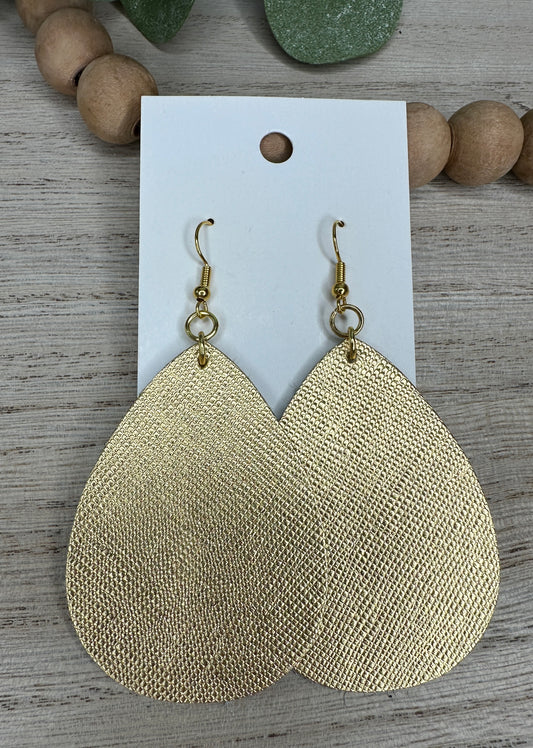 Gold Soft Textured Teardrop Earring