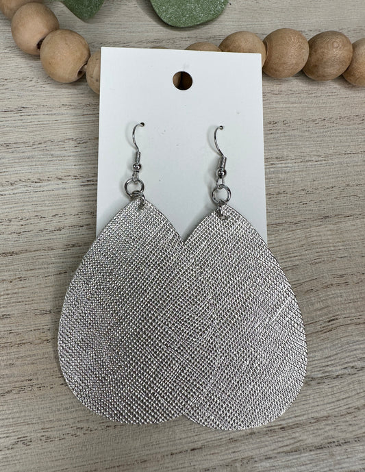 Silver Soft Textured Teardrop Earring