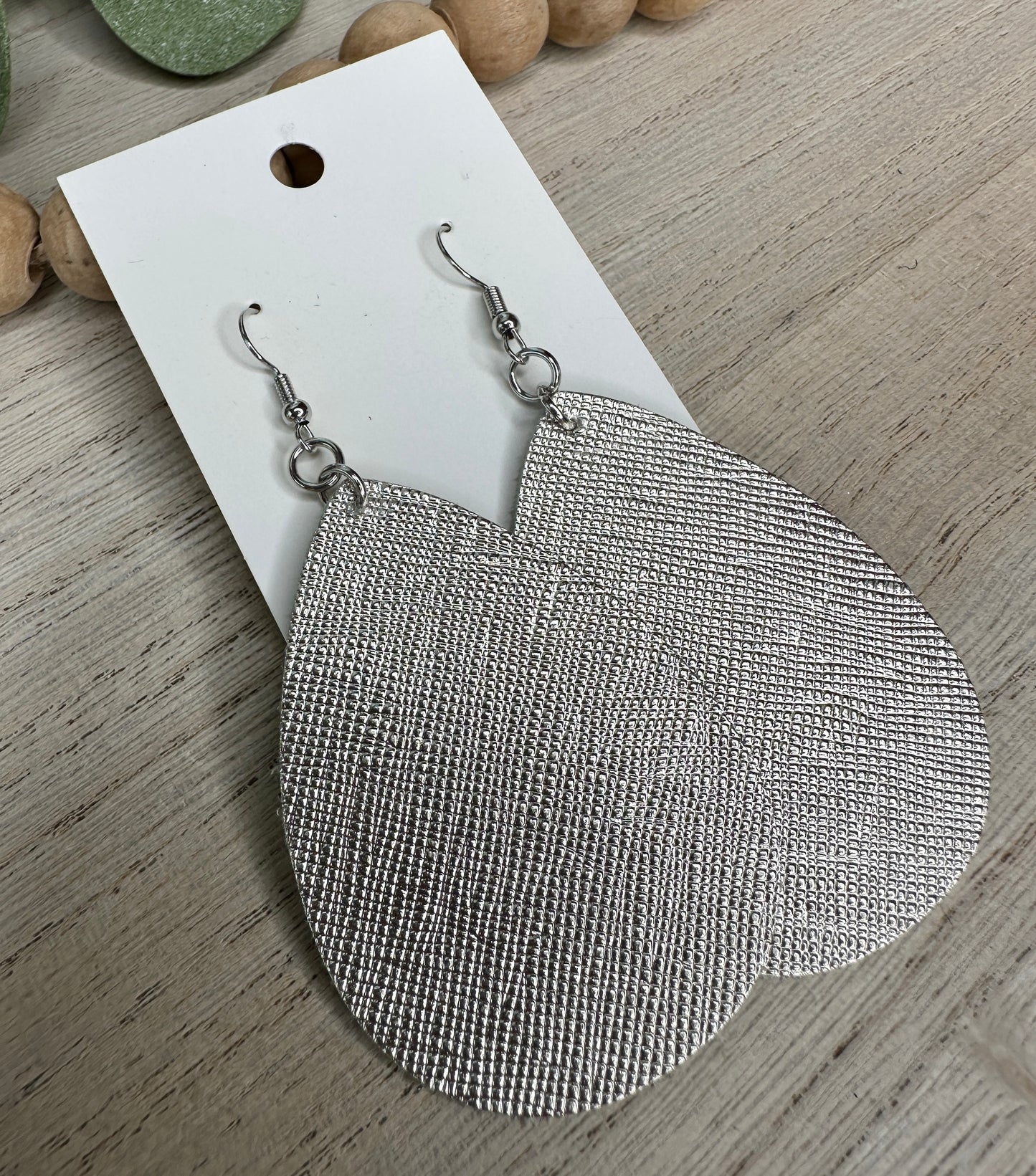 Silver Soft Textured Teardrop Earring