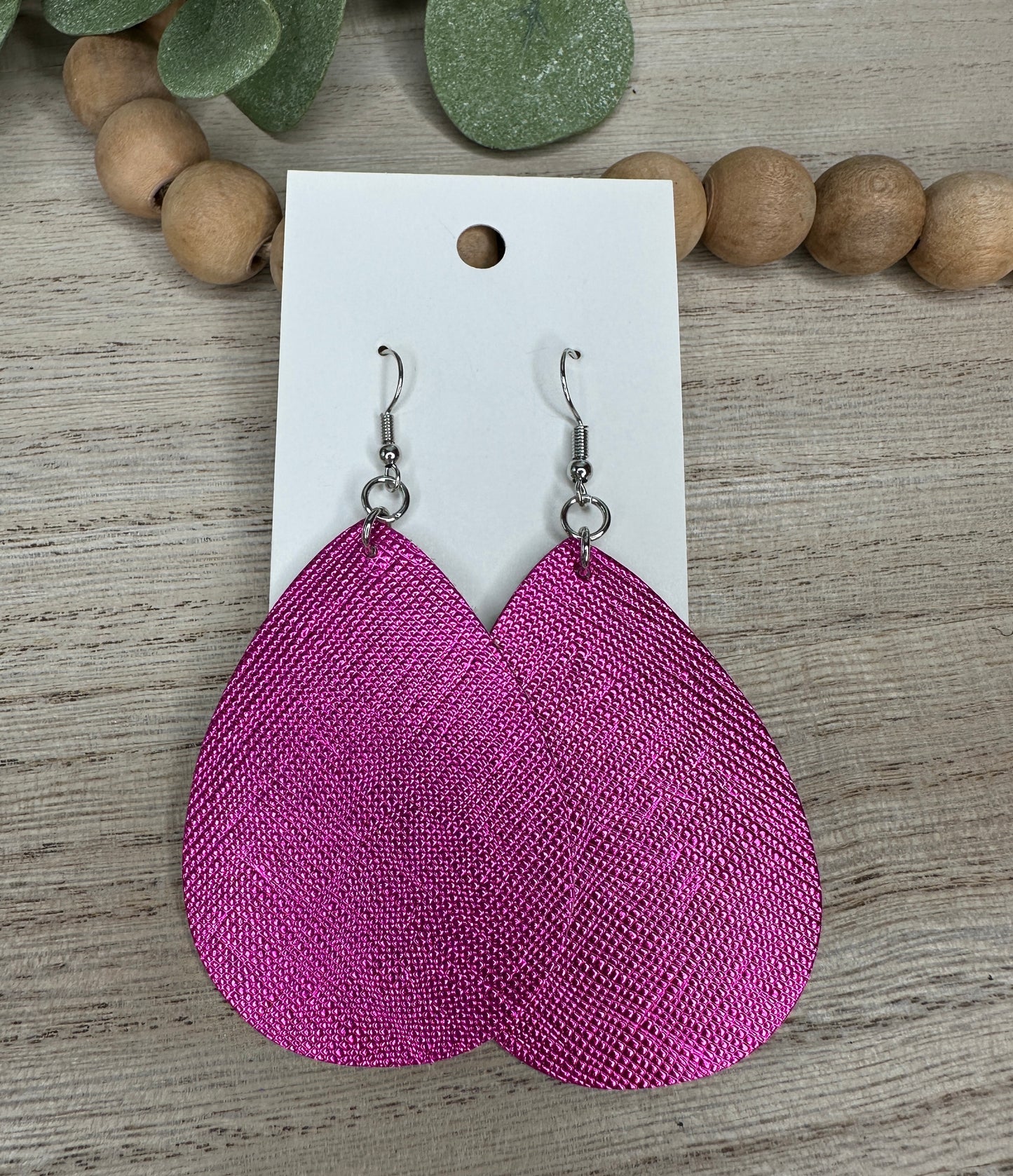 Fuchsia Soft Textured Teardrop Earring