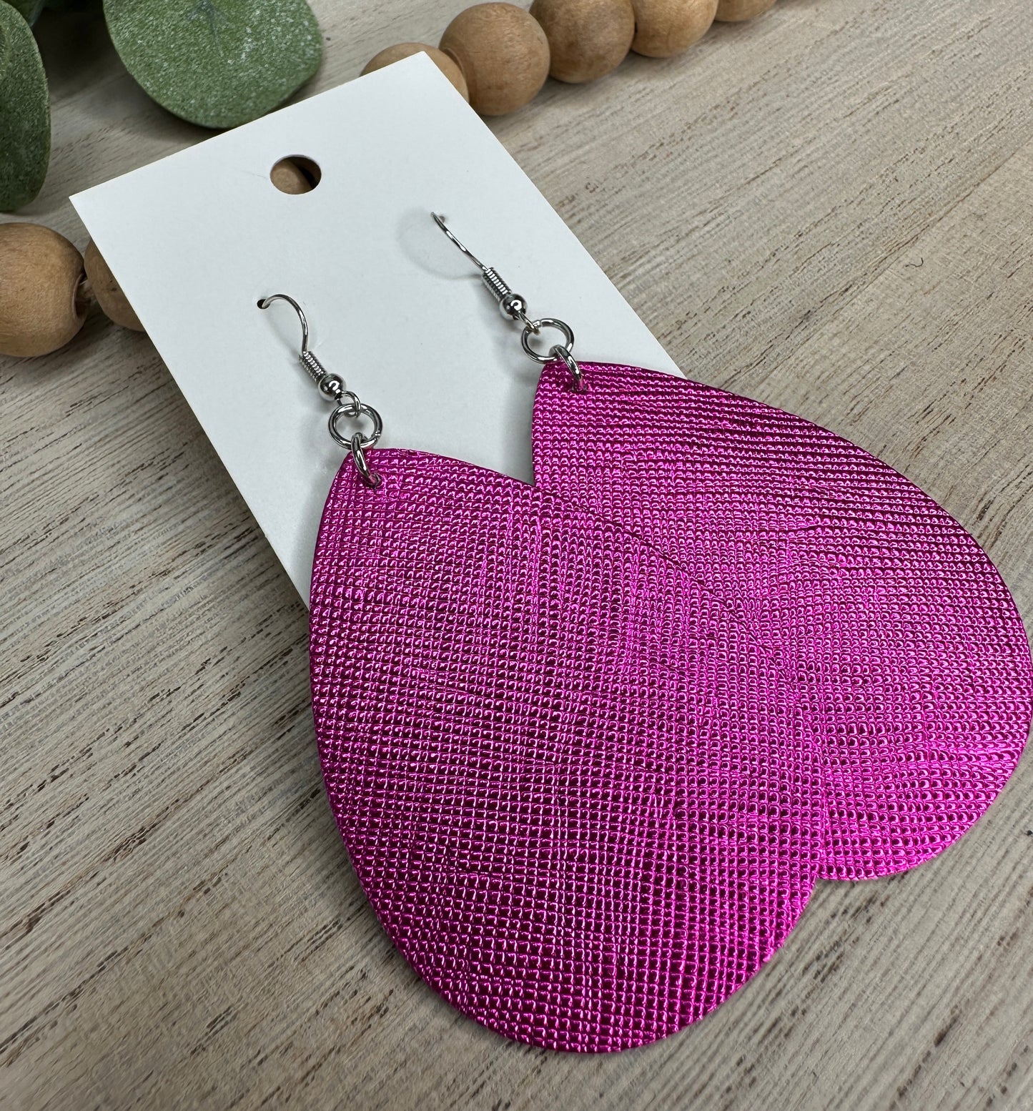 Fuchsia Soft Textured Teardrop Earring