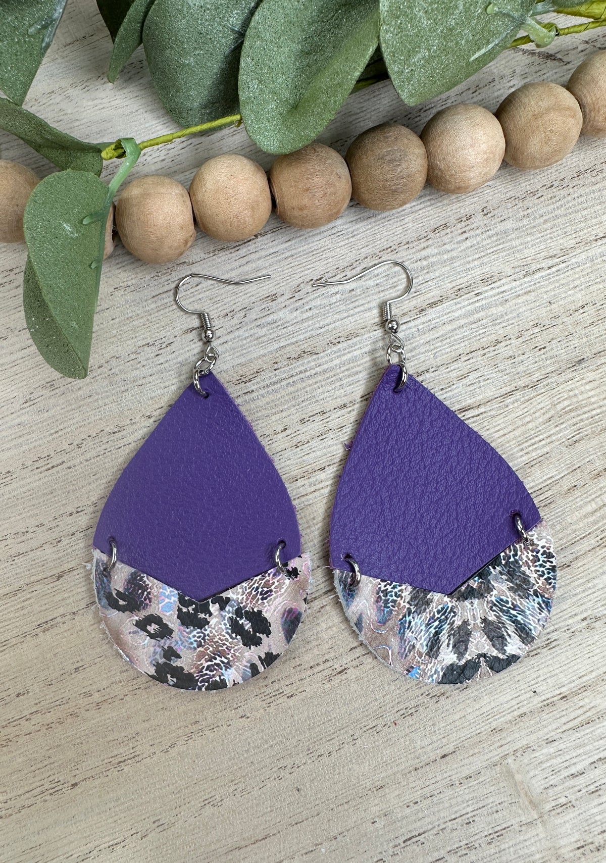 Purple Wildcat Split Teardrop Earring