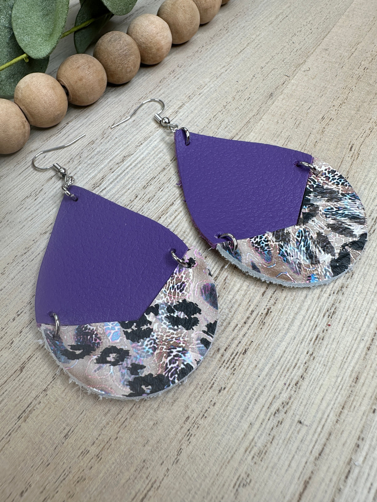 Purple Wildcat Split Teardrop Earring
