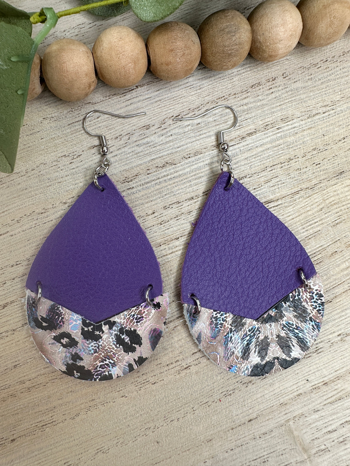 Purple Wildcat Split Teardrop Earring
