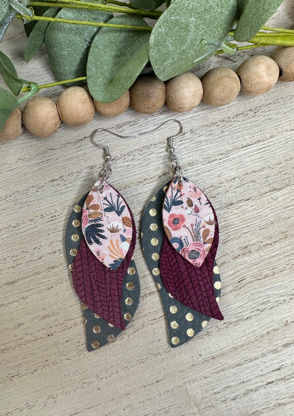 Floral Polka Dot Layered Earring