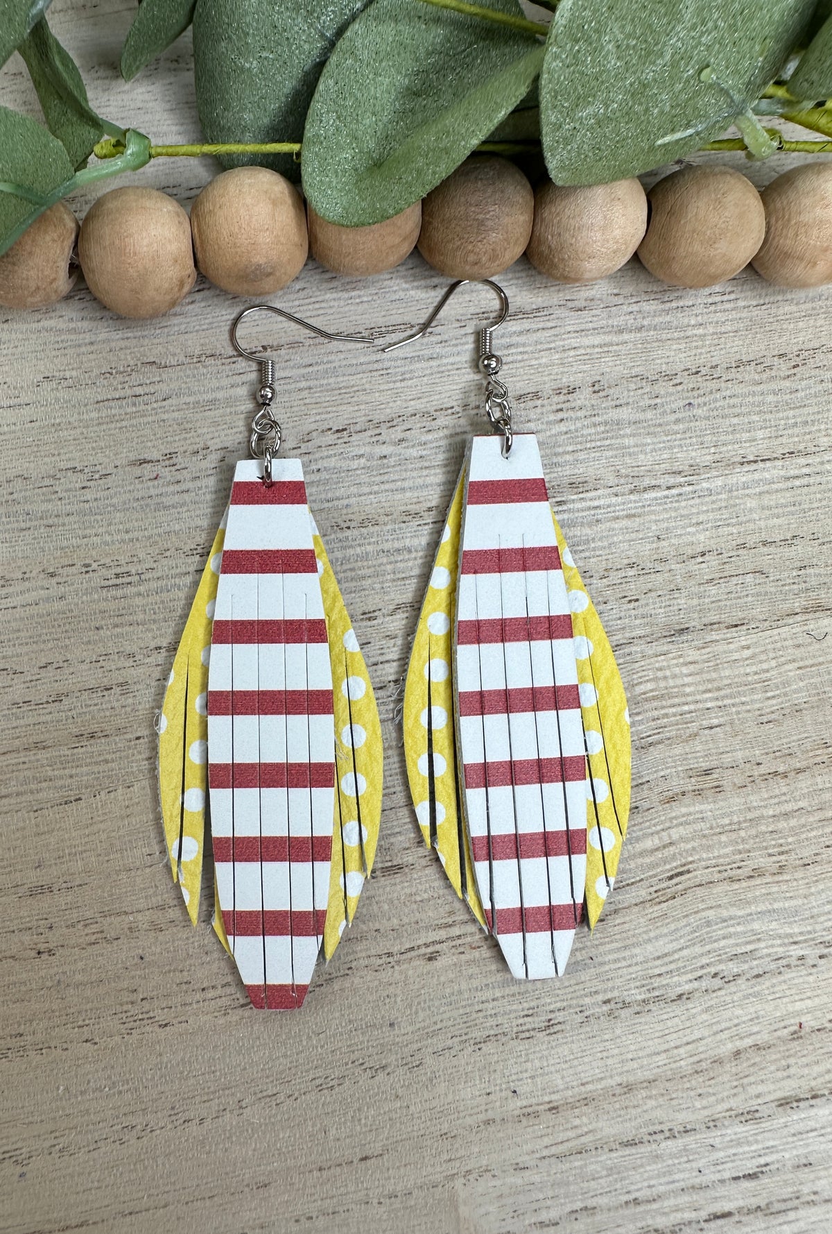 Red and Yellow Pattern Mixing Earring