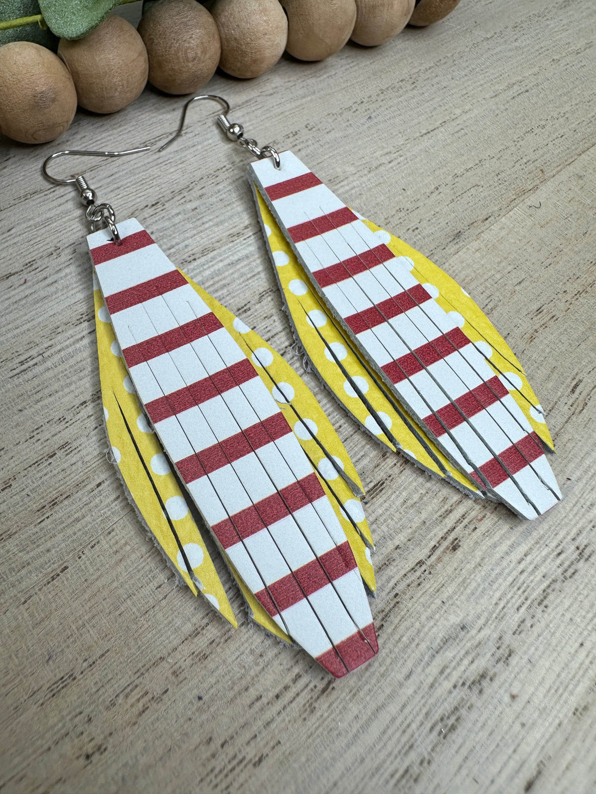 Red and Yellow Pattern Mixing Earring