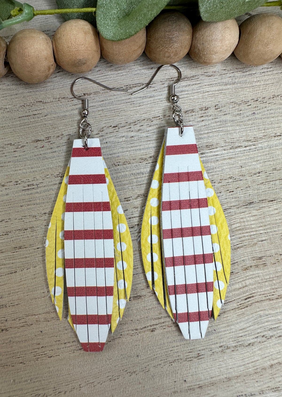 Red and Yellow Pattern Mixing Earring