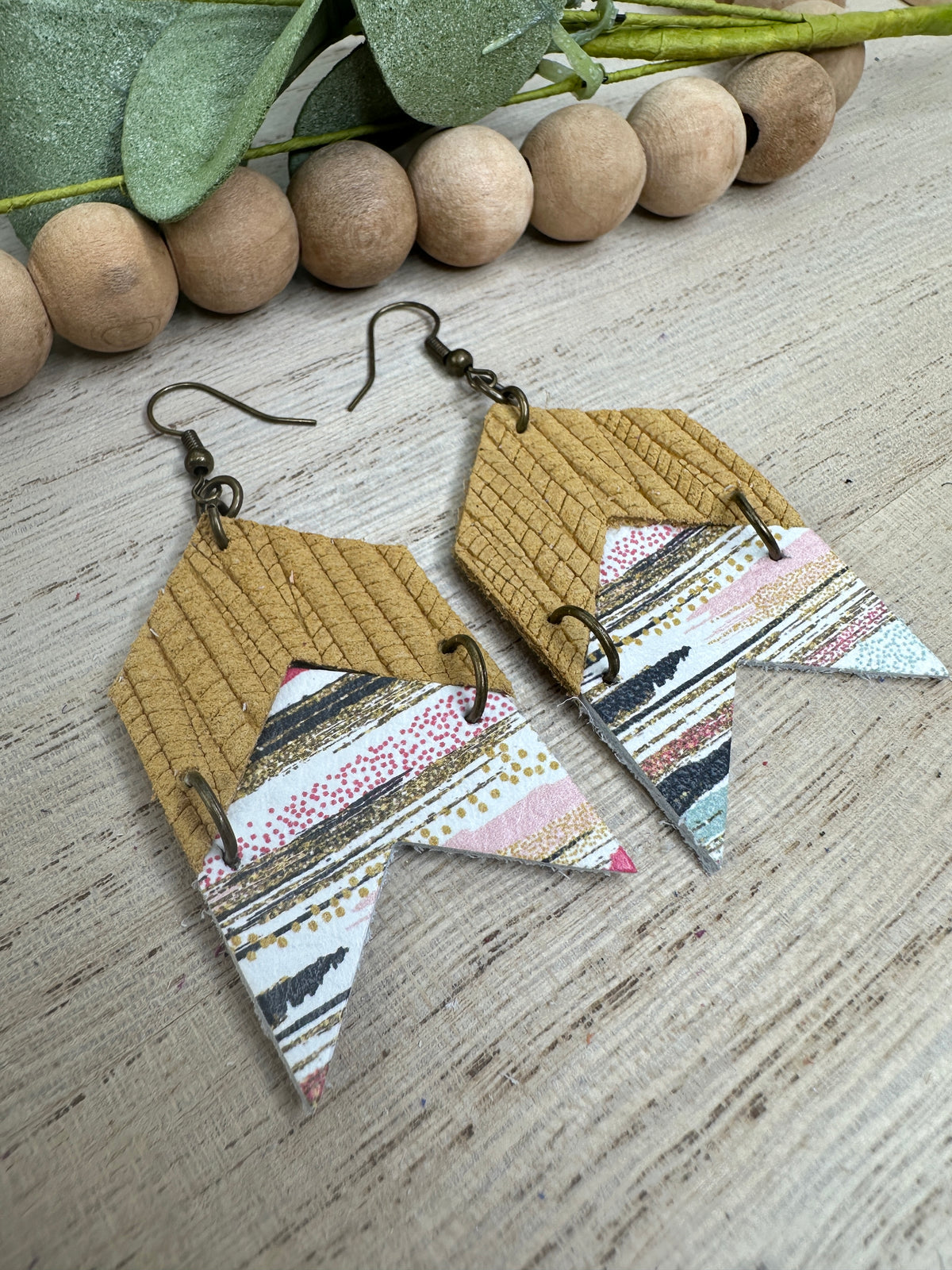 Mustard Brushstrokes Arrow Earring