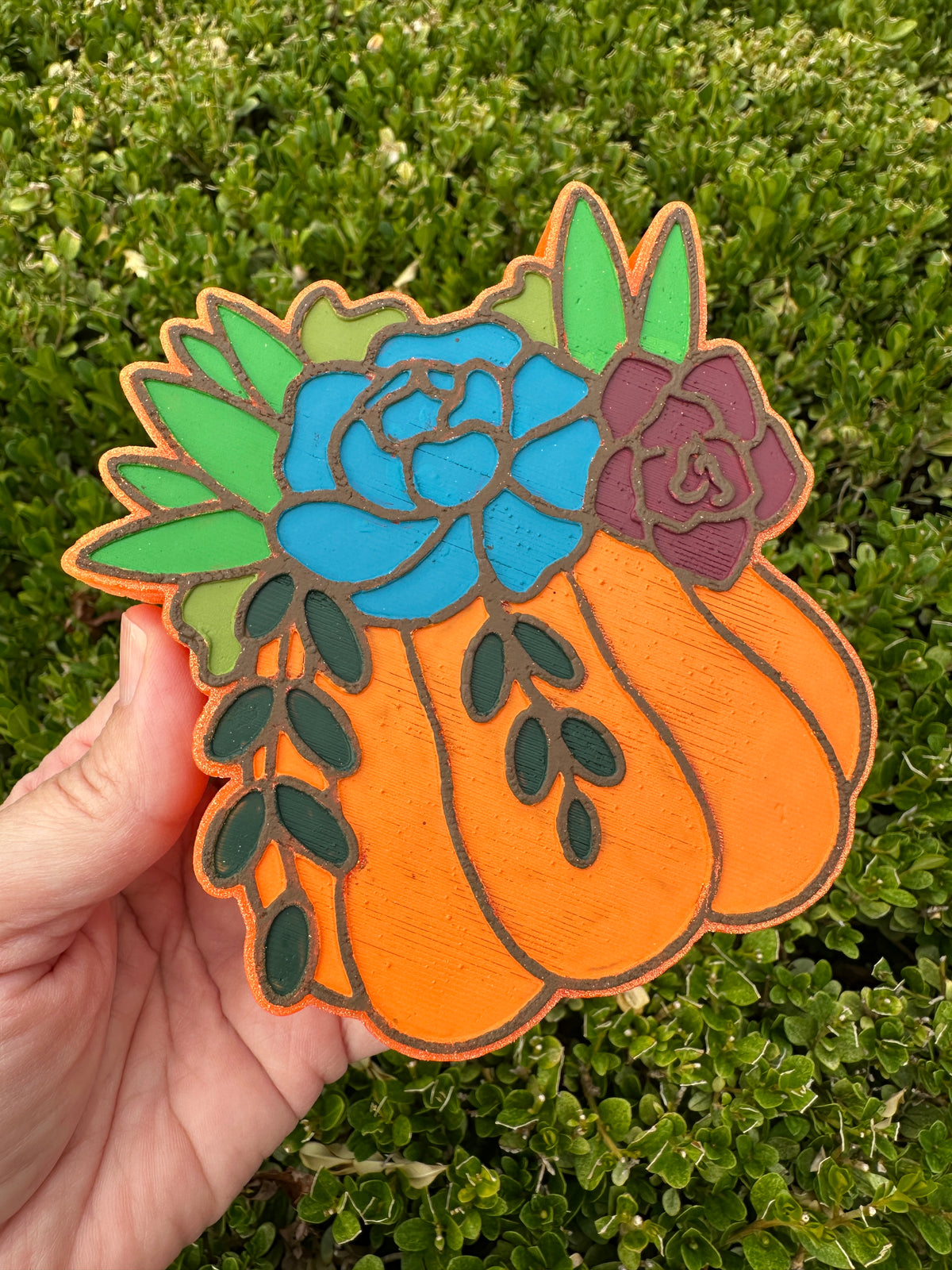 Tall Orange Pumpkin Succulent