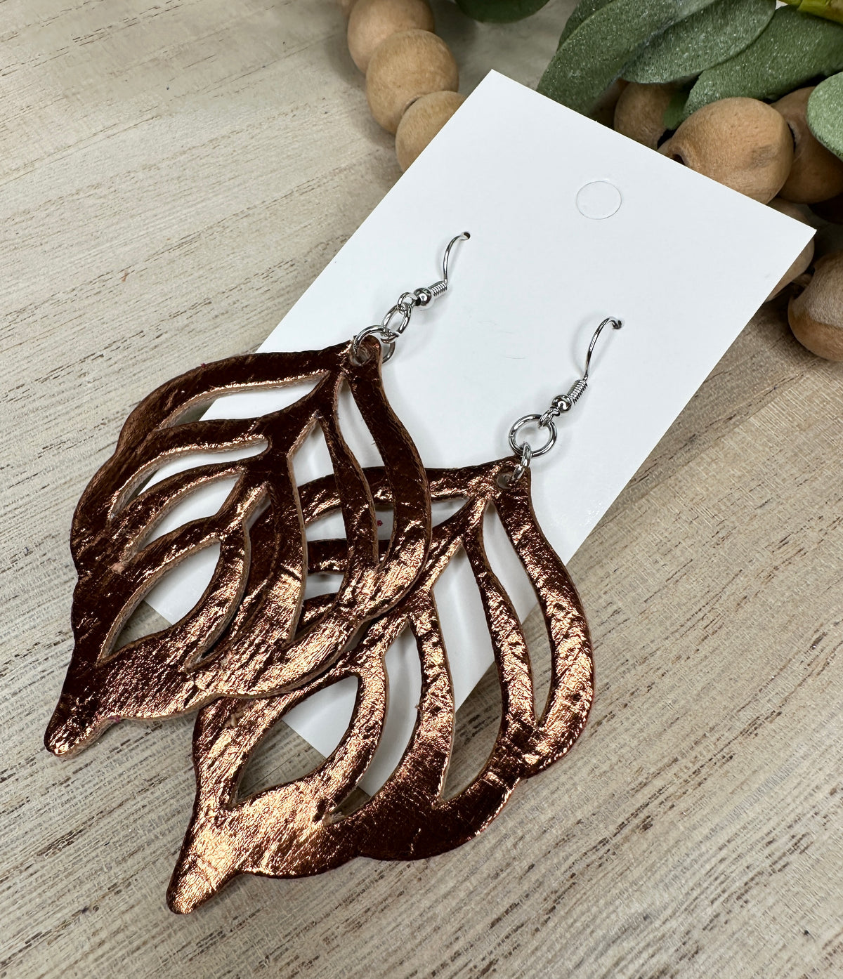 Metallic Bronze Leaf Earring
