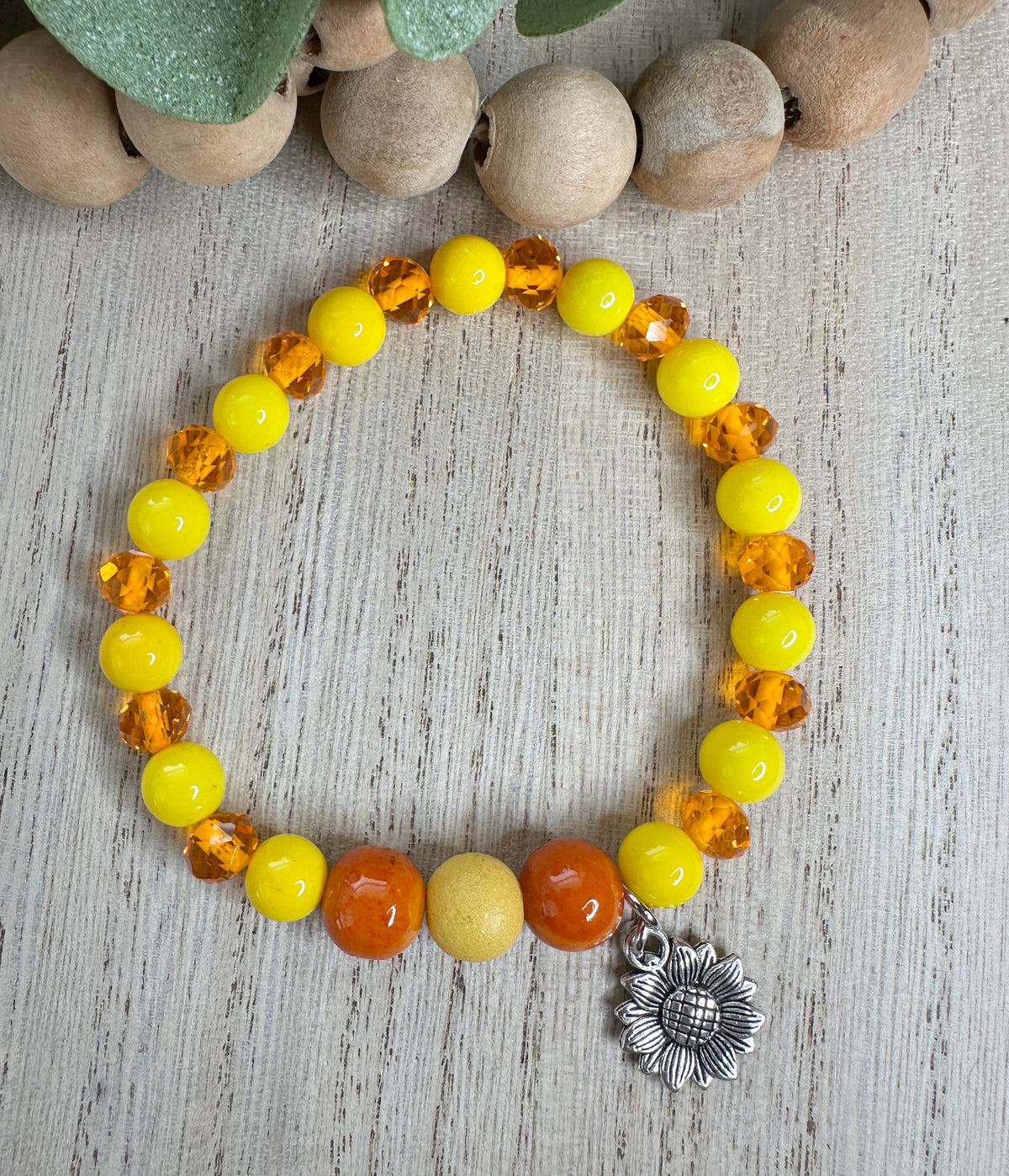 BRACELET #7 Yellow and Orange Sunflower