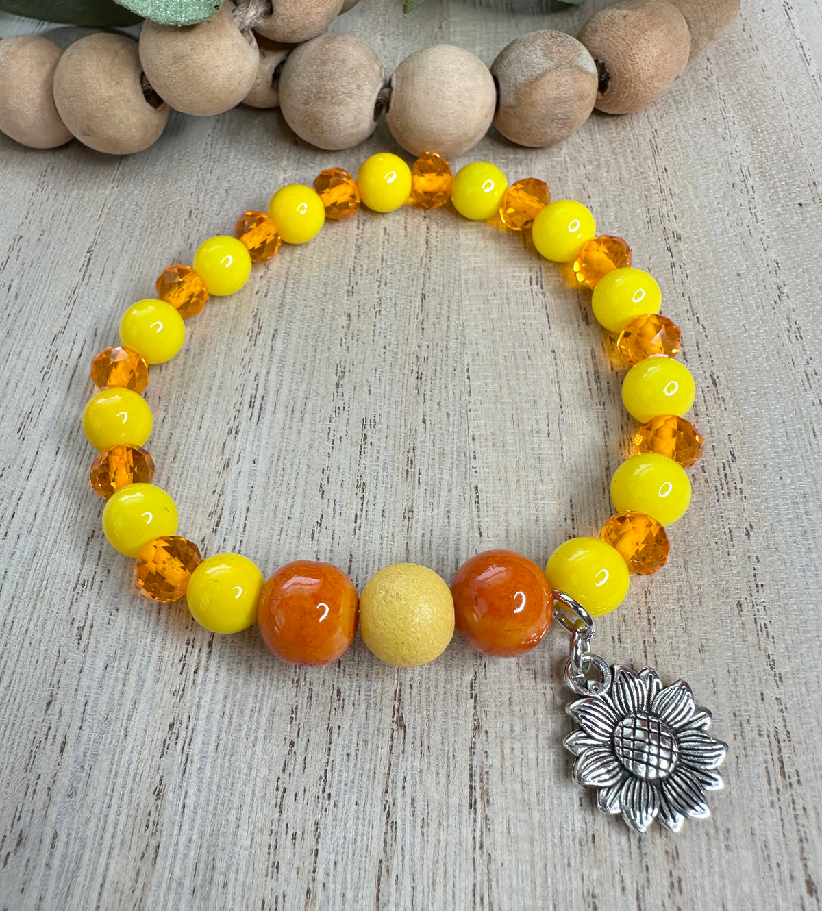 BRACELET #7 Yellow and Orange Sunflower