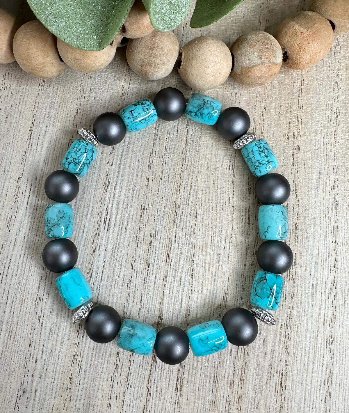 BRACELET #10 Turquoise and dark gray