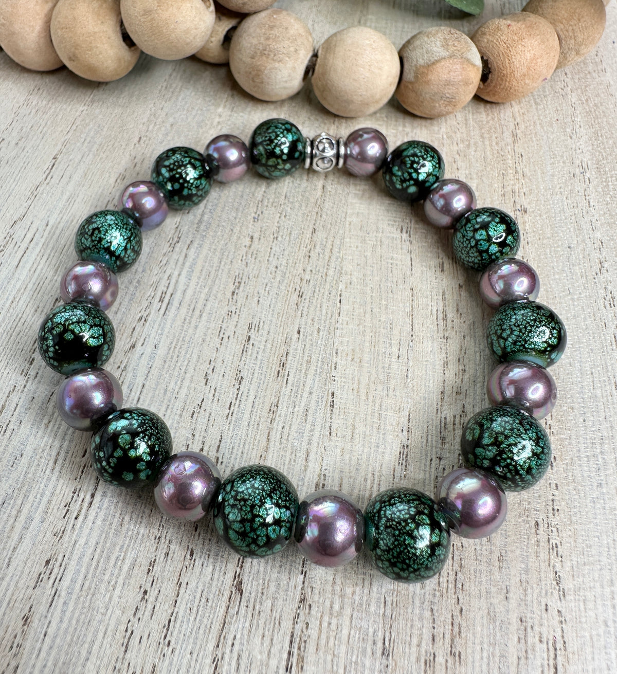 BRACELET #11 Dark green and purple
